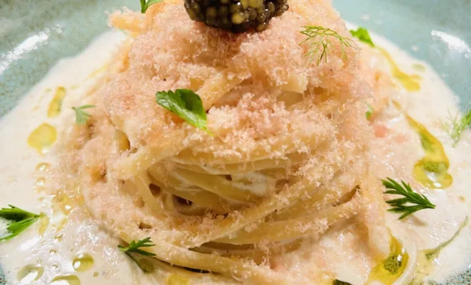 Linguine au thon séché facon "Katsuobushi"